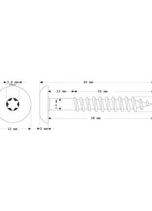 Tornillos para fachada Meisterling 4,8x38 mm 100 piezas (010020000211) 12 mm cabeza plana antracita con rosca parcial Torx Acero inoxidable V2A