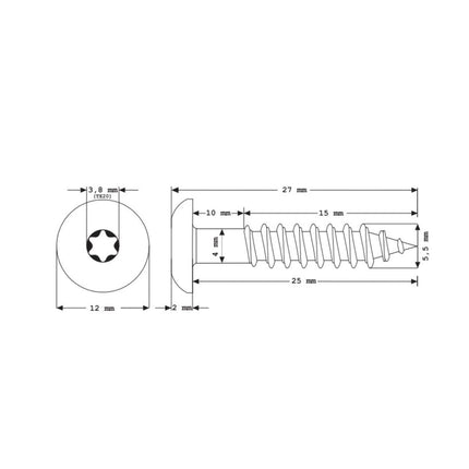 Meisterling Fassadenschrauben 5,5x25 mm 100 Stück ( 010030000001 ) 12 mm Flachkopf weiß mit Torx Teilgewinde V4A Edelstahl