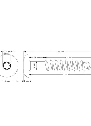 Meisterling Vis de façade 5,5x35 mm, 100 pcs., tête plate 12 mm, filetage partiel, empreinte Torx, acier inoxydable V4A, anthracite (010030000111)