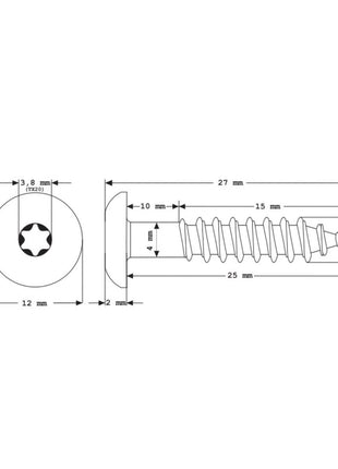 Tornillos para fachada Meisterling 5,5x25 mm 100 piezas (010030000031) 12 mm cabeza plana marrón oscuro con rosca parcial Torx Acero inoxidable V4A