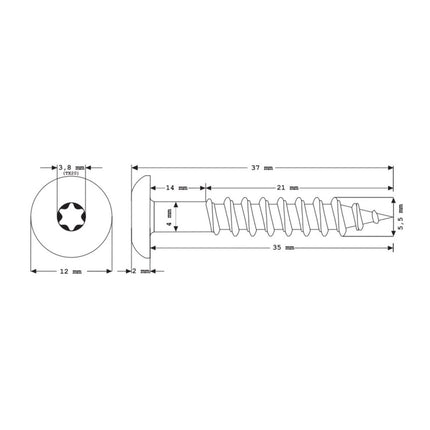 Meisterling Fassadenschrauben 5,5x35 mm 100 Stück ( 010030000121 ) 12 mm Flachkopf hellgrau mit Torx Teilgewinde V4A Edelstahl
