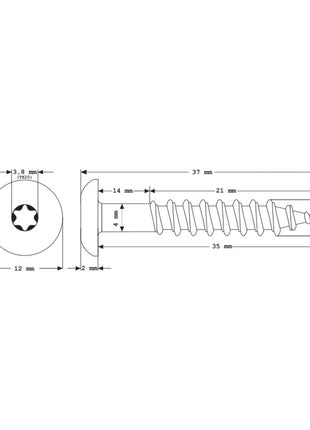 Tornillos para fachada Meisterling 5,5x35 mm 100 piezas (010030000131) 12 mm cabeza plana marrón oscuro con rosca parcial Torx Acero inoxidable V4A