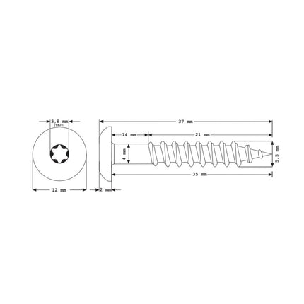 Meisterling Fassadenschrauben 5,5x35 mm 100 Stück ( 010030000131 ) 12 mm Flachkopf dunkelbraun mit Torx Teilgewinde V4A Edelstahl