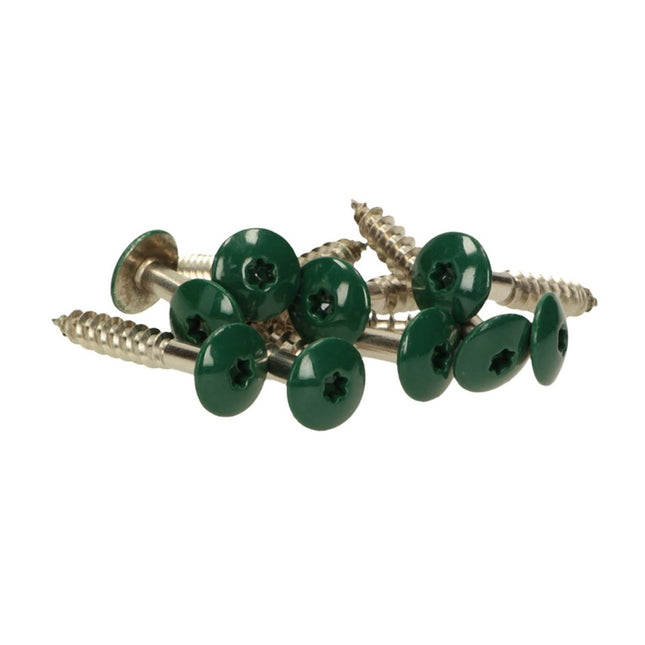 Meisterling Vite per facciate 5,5x35 mm, 100 pz. ( 010030000141 ) - Testa piatta da 12mm, verde scuro, filettatura parziale Torx, in acciaio inossidabile V4A