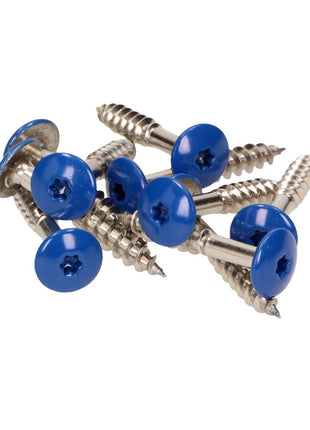 Tornillos para fachada Meisterling 5,5x35 mm 100 piezas (010030000161) 12 mm cabeza plana azul genciana con rosca parcial Torx Acero inoxidable V4A