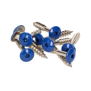 Meisterling Vite per facciate 5,5x35 mm, 100 pz. ( 010030000161 ) - Testa piatta da 12mm, blu genziana, filettatura parziale Torx, in acciaio inossidabile V4A