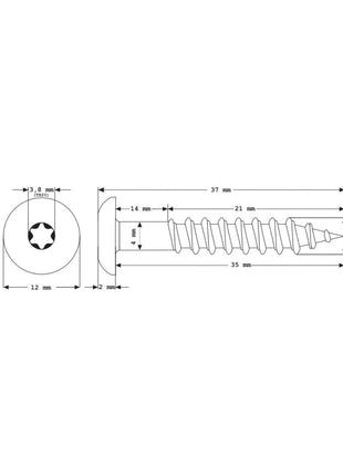 Meisterling Vis de façade 5,5x35 mm, 100 pcs., tête plate 12 mm, filetage partiel, empreinte Torx, acier inoxydable V4A, rouge oxyde (010030000171)