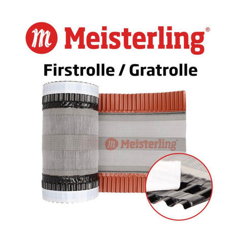 Rollo de cumbrera Meisterling / rollo de cumbrera 320 mm x 5 m (012100000410) Tejido PET spunbond de alto rendimiento estabilizado a los rayos UV, rojo ladrillo