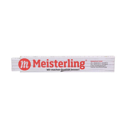 Meisterling Zollstock Metro pieghevole 2m ( 090100000031 ) - bianco con scritte rosse, scala graduata e molle in acciaio
