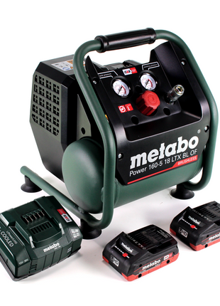 Metabo Power 160-5 18 LTX BL OF Akku Kompressor 18 V 8,0 bar Brushless + 2x LiHD Akkupack 4,0 Ah + Ladegerät