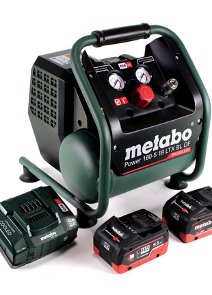 Metabo Power 160-5 18 LTX BL OF Akku Kompressor 18 V 8,0 bar Brushless + 2x LiHD Akkupack 5,5 Ah + Ladegerät