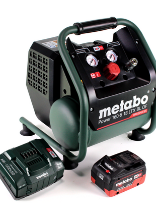 Metabo Power 160-5 18 LTX BL OF Kompresor akumulatorowy 18 V 8,0 bar bezszczotkowy + 1x akumulator LiHD 8,0 Ah + ładowarka