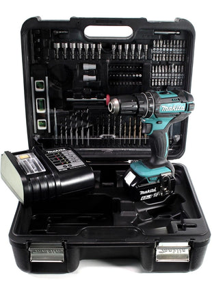 Taladro percutor inalámbrico Makita DHP 482 SGTK 18 V 62 Nm + 1x batería 6,0 Ah + cargador + set de accesorios 101 piezas + estuche