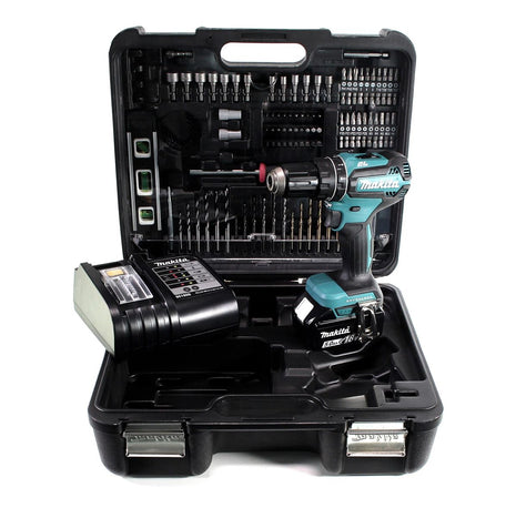 Taladro percutor inalámbrico Makita DHP 485 STTK 18 V 50 Nm sin escobillas + 1x batería 5,0 Ah + cargador + set de accesorios 101 piezas + estuche