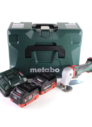 Metabo SCV 18 LTX BL 1.6 Cisaille à tôle sans fil 18 V Brushless + 2x Batteries LiHD 5,5 Ah + Chargeur + Coffret MetaLoc