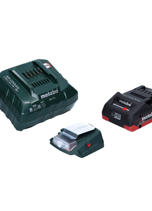 Metabo PA 14.4-18 LED-USB Akku Power Adapter Basis Set mit 1x LiHD Akku 4,0 Ah + Ladegerät ASC55