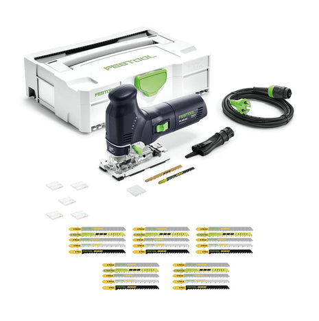 Sierra de calar pendular Festool TRION PS 300 EQ-Plus 720 W + 27 hojas de sierra de calar + 6 protectores contra astillas + systainer