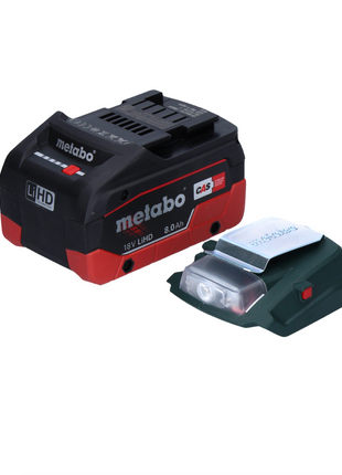 Metabo PA 14.4-18 LED-USB Akku Power Adapter Basis Set mit 1x LiHD Akku 8,0 Ah - ohne Ladegerät