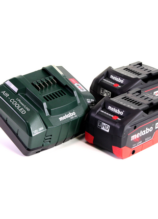 Metabo PA 14,4-18 LED-USB adaptateur secteur pour batterie, kit de base avec 2x batterie LiHD 8,0 Ah + chargeur ASC145