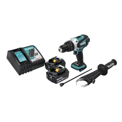 Trapano a percussione a batteria Makita DHP 458 RG 18 V 91 Nm + 2x batterie 6,0 Ah + caricabatterie