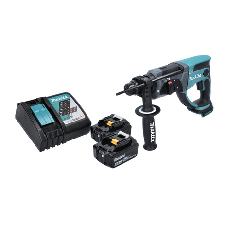 Makita DHR 202 RG Perforateur sans fil 18 V 2,0 J SDS Plus + 2x Batteries 6,0 Ah + Chargeur