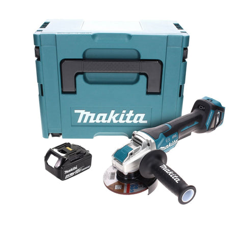 Makita DGA 519 M1J Smerigliatrice angolare a batteria 18 V 125 mm Brushless X-Lock + 1x batteria ricaricabile 4,0 Ah + Makpac - senza caricabatterie