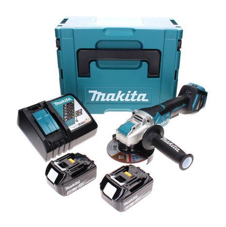 Makita DGA 519 RMJ Meuleuse d'angle sans fil 18 V 125 mm Brushless X-Lock + 2x batterie 4,0 Ah + chargeur + Makpac