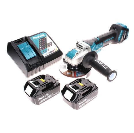 Makita DGA 519 RT Meuleuse d'angle sans fil 18 V 125 mm Brushless X-Lock + 2x batterie 5,0 Ah + chargeur