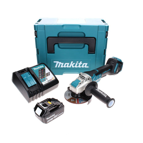 Makita DGA 519 RT1J Meuleuse d'angle sans fil 18 V 125 mm Brushless X-Lock + 1x batterie 5,0 Ah + chargeur + Makpac