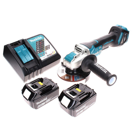 Makita DGA 519 RG Meuleuse d'angle sans fil 18 V 125 mm Brushless X-Lock + 2x batterie 6,0 Ah + chargeur