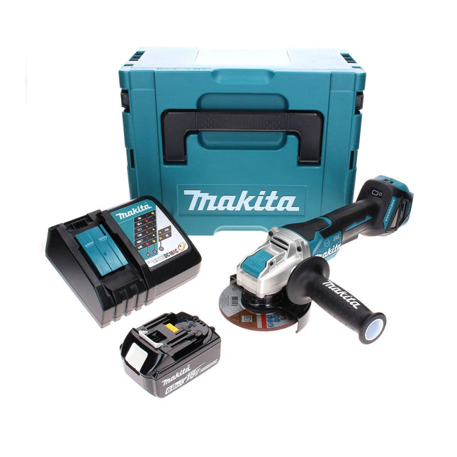 Makita DGA 519 RG1J Smerigliatrice angolare a batteria 18 V 125 mm Brushless X-Lock + 1x batteria ricaricabile 6,0 Ah + caricabatterie + Makpac