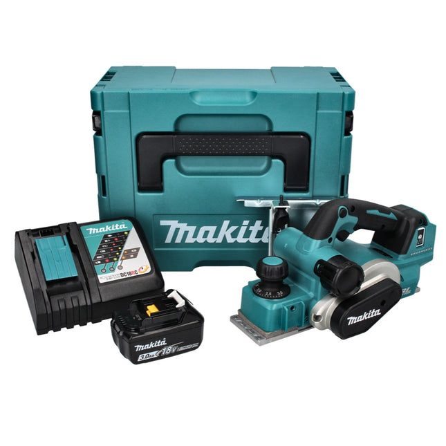 Makita DKP 181 RF1J Pialla a batteria 82 mm 18 V brushless + 1x batteria ricaricabile 3,0 Ah + caricabatterie + Makpac