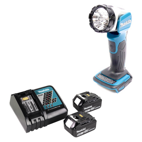 Makita BML 802 RG Lampa akumulatorowa do akumulatorów 14,4 i 18V + 2x akumulator 6,0 Ah + ładowarka