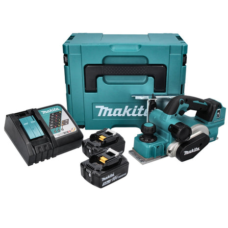 Makita DKP 181 RTJ strug akumulatorowy 82 mm 18 V bezszczotkowy + 2x akumulator 5,0 Ah + ładowarka + Makpac