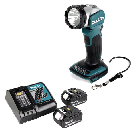 Makita DML 802 RG Akku Lampe für 14,4 und 18 V Akku + 2x Akku 6,0 Ah + Ladegerät