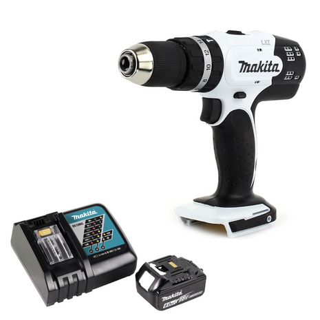 Makita DHP 453 RG1W taladro percutor inalámbrico 18 V 42 Nm blanco + 1x batería 6,0 Ah + cargador