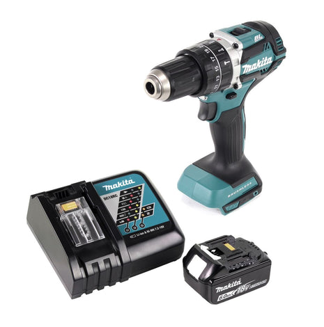 Makita DHP 484 RG1 akumulatorowa wiertarko-wkrętarka udarowa 18 V 54 Nm bezszczotkowa + 1x akumulator 6,0 Ah + ładowarka