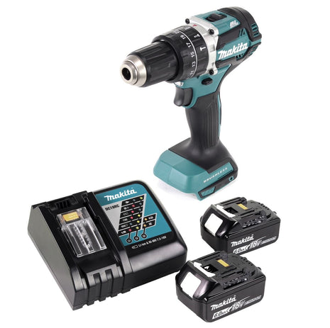 Taladro percutor inalámbrico Makita DHP 484 RG 18 V 54 Nm sin escobillas + 2 baterías 6,0 Ah + cargador