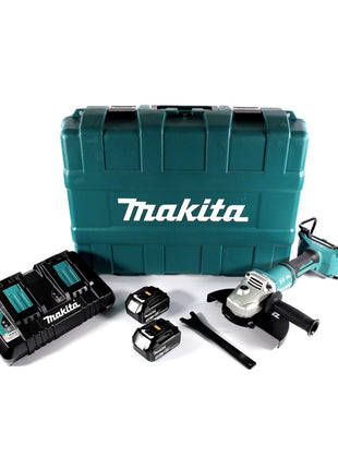 Makita DGA 900 PFK Akku Winkelschleifer 36 V ( 2x 18 V ) 230 mm Brushless + 2x Akku 3,0 Ah + Doppelladegerät + Koffer