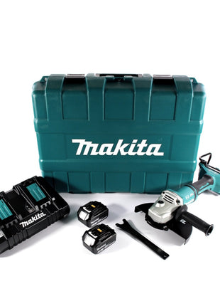 Makita DGA 900 PMK Akku Winkelschleifer 36 V ( 2x 18 V ) 230 mm Brushless + 2x Akku 4,0 Ah + Doppelladegerät + Koffer