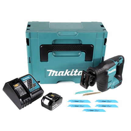 Makita DJR 188 RF1J Akku Reciprosäge 18 V Brushless + 1x Akku 3,0 Ah + Ladegerät + 5x Sägeblatt Metal Wood + Makpac - Toolbrothers