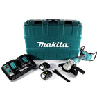 Makita DGA 900 PGK Akku Winkelschleifer 36 V ( 2x 18 V ) 230 mm Brushless + 2x Akku 6,0 Ah + Doppelladegerät + Koffer