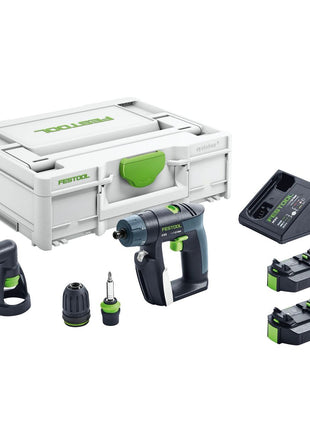 Festool CXS Li 2,6 Plus Akku Bohrschrauber 10,8 V 16 Nm ( 576093 ) + 2x Akku 2,6 Ah + Ladegerät + Winkelvorsatz + Systainer - Nachfolger von 564532 - Toolbrothers