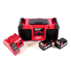 Milwaukee M18 JSR DAB+-502C radio akumulatorowe / sieciowe 18 V + 2x akumulator 5,0 Ah + ładowarka