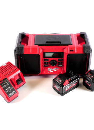 Milwaukee M18 JSR DAB+-902C Akku / Netz Radio Baustellenradio 18 V + 2x Akku 9,0 Ah + Ladegerät