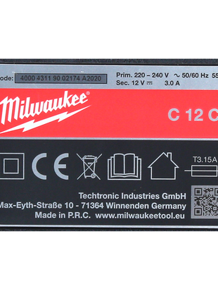 Milwaukee M12- C12C Ladegerät 12V Li-Ion Akkus ( 4932352000 )