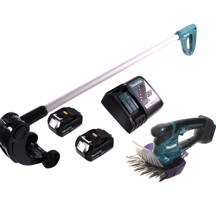 Makita DUM 604 RM Akku Grasschere 18 V + Griffverlängerung mit Rolle + 2x Akku 4,0 Ah + Ladegerät