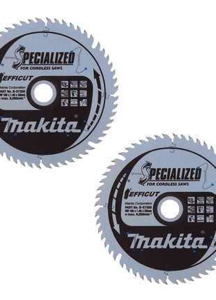 Makita CCXF16556EL SPECIALIZED EFFICUT Sägeblatt 165 x 20 x 1,45 mm 2 Stk. ( 2x B-57320 ) 56 Zähne für Holz, Laminat und Kunststoff