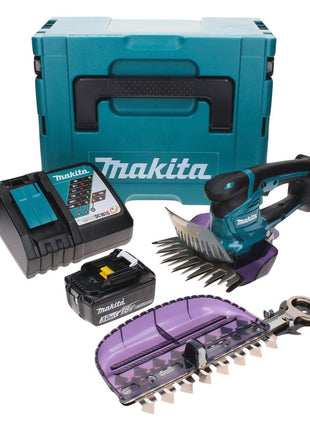 Cisaille à gazon sans fil Makita DUM 604 RF1XJ 18 V avec lame de cisaille à herbe et arbustes + 1x batterie 3,0 Ah + chargeur + Makpac