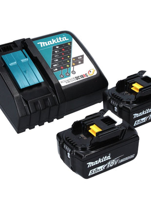 Cisaille à gazon sans fil Makita DUM 604 RTXJ 18 V avec lame de cisaille à herbe et arbustes + 2x batteries 5,0 Ah + chargeur + Makpac